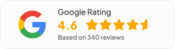 Google rating 4.6 out of 5, based on 340 reviews