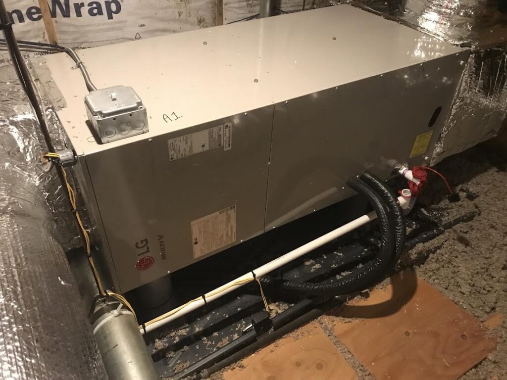 LG VRF heat pump air handler installed in Newton Massachusetts by Endless Energy