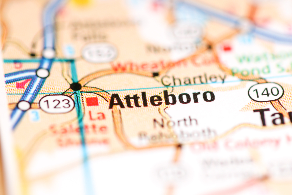 Attleboro. Massachusetts. USA on a geography map