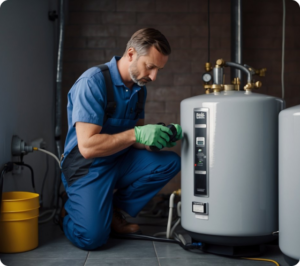 plumber repairing water heater system