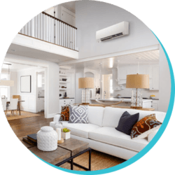 Ductless wall mount unit in modern living room